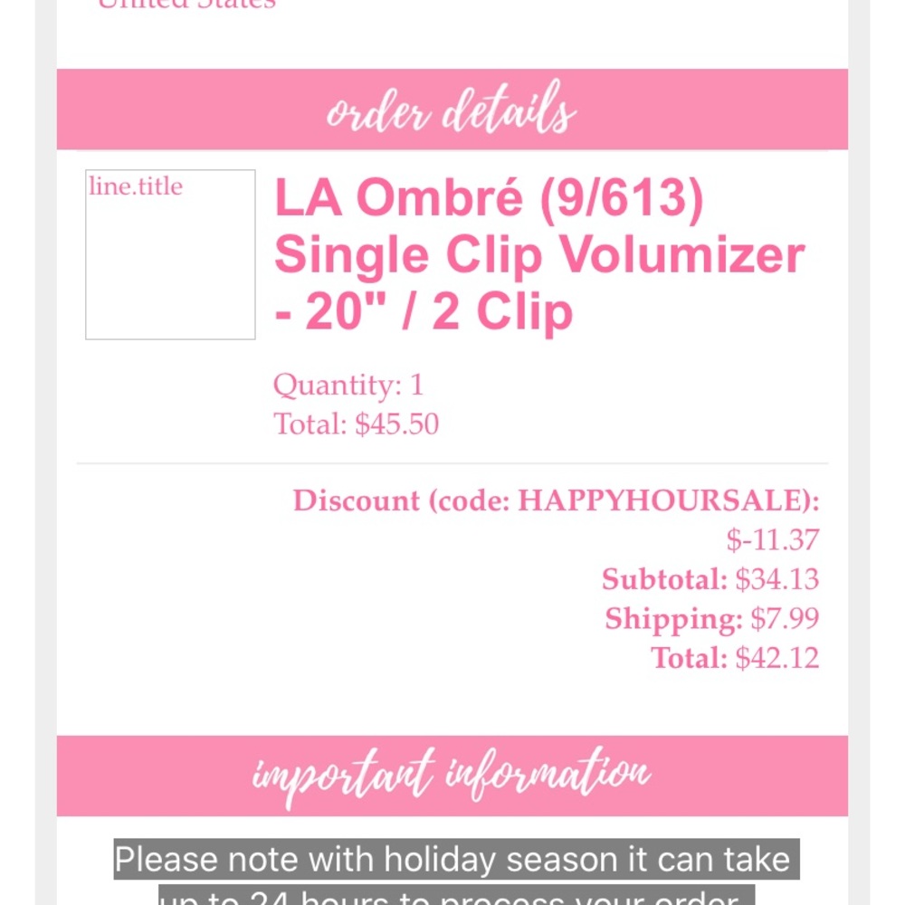 Glam seamless LA Ombré single clip volumizer